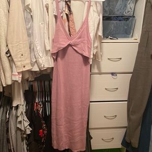 Abercrombie & Fitch pink midi sweater dress with front knot detail